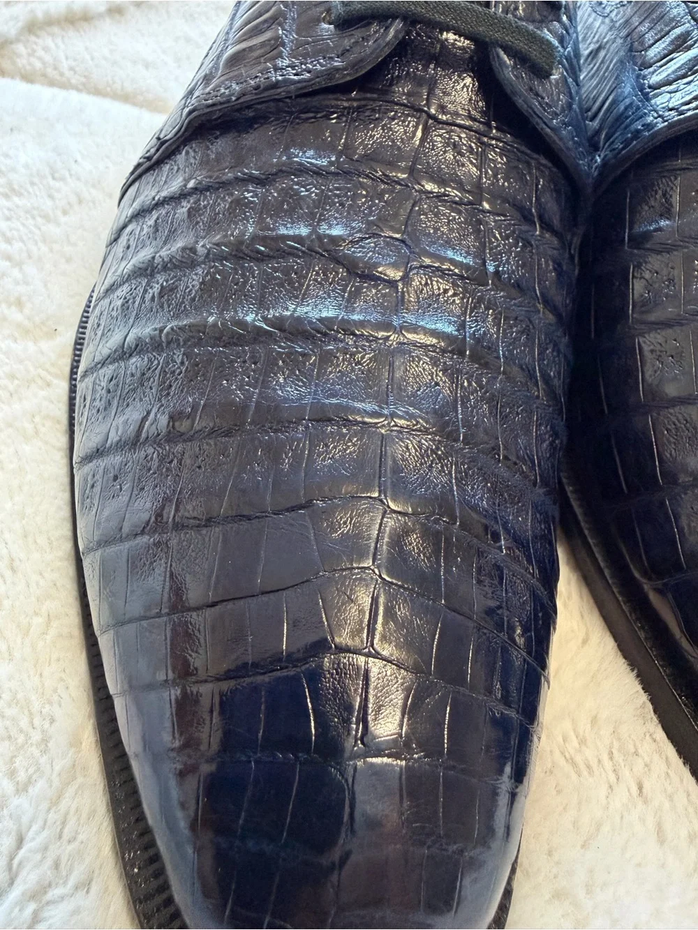 $700 David Eden Navy Blue Genuine Crocodile Alligator Exotic Skin Shoes 9.5